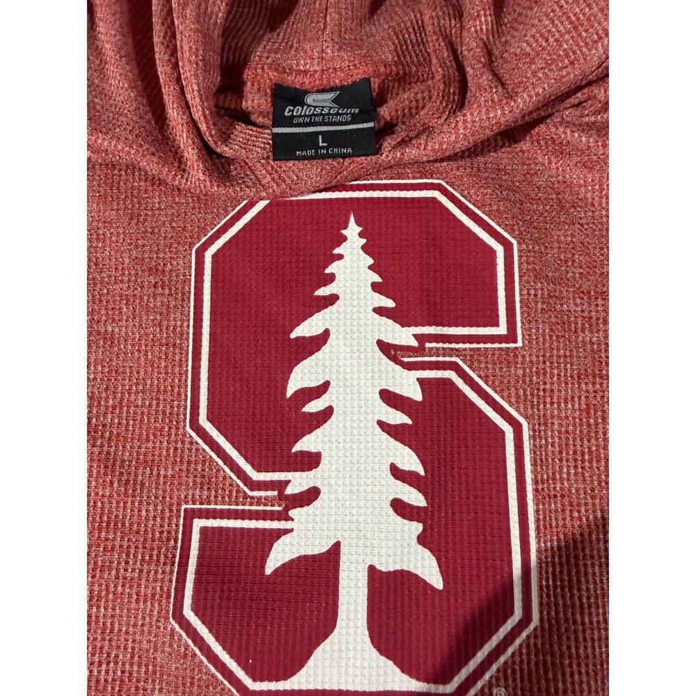 Stanford Cardinal Waffle Knit Hoodie L Colosseum Thermal Hooded Pullover Tee